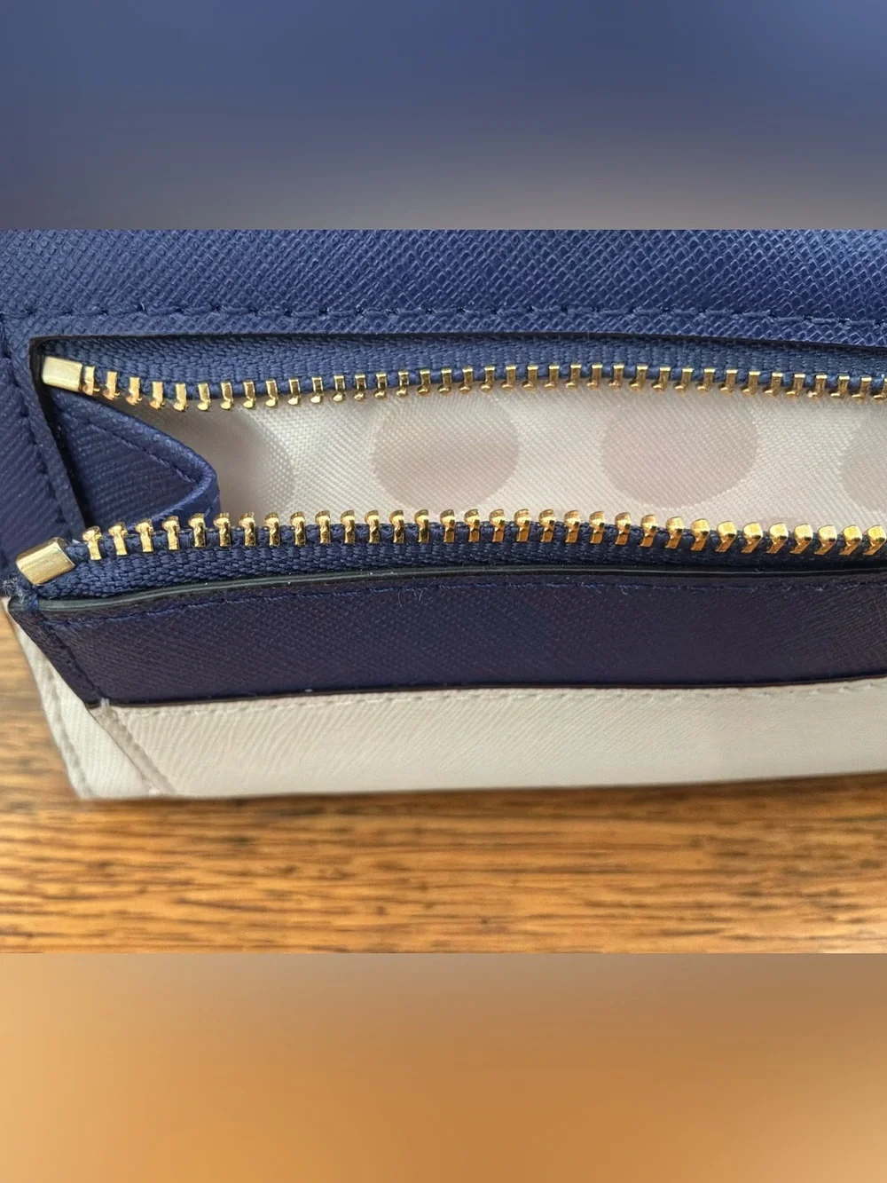 kate spade Navy and White Saffiano Wallet